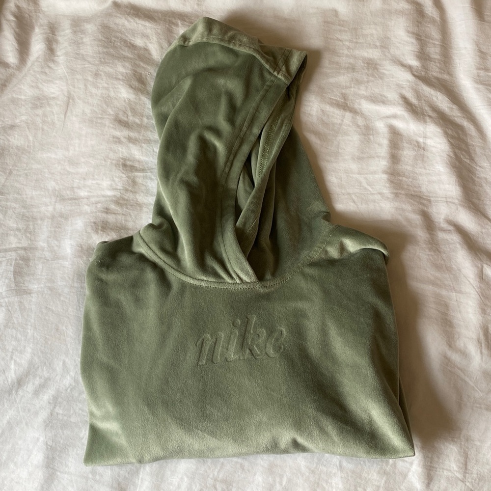 Nike Green Velour Pullover Hoodie